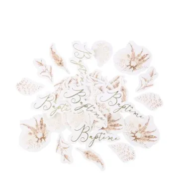 Déco de table et accessoires Baptême Confettis Baptême Pampa Papier Fleurs de Coton et Or 
